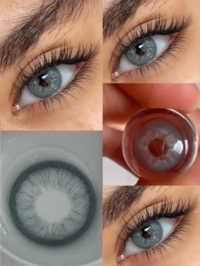 Lalens 新品上市 1 对/2 片装 小瞳孔自然蓝灰色美瞳，适合深棕色眼睛，打造精致妆容，适合毕业、生日、节日、夏季、秋季、Y2K 风格，时尚百搭，适合女性化妆、派对、海滩、旅行、露营、户外活动、校园旅行、节日装饰、礼物、玫瑰女孩角色扮演，最佳色彩魅力氛围，万圣节服装角色扮演