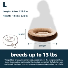 舒缓宠物床，抗焦虑宠物拥抱床，甜甜圈形状柔软毛绒宠物床，适用于猫狗，底部防滑，超柔软耐用珊瑚绒宠物床，可水洗豪华猫狗床，适合中小型犬 - 卡其色 - 查看 11