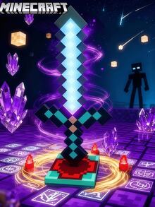 Minecraft Commemorative Edition Series Minecraft Deluxe Glowing Diamond Sword Decorative LED Light - Available In 7 Colors / 9 Colors / 14 Colors, USB Connected, Suitable For Bedroom Decoration And Computer Room Decoration, Perfect For Gaming / Christmas And Birthday Gifts, Suitable For Teenagers And Adults, Themed Parties.