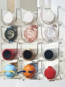 1/2/3 Niveles Organizador Apilable para Botellas de Agua, Organizador de Botellas de Agua con Compartimentos Grandes, Organizador Transparente para Botellas de Agua para Gabinete, Estante para Botellas para Organización y Almacenamiento en la Cocina