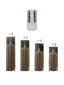 2pcs/3pcs/5pcs Flameless Candles With Remote Control, For Wedding, Home Decor, Table Centerpiece, Proposal, Christmas, Party Decoration - Grey - View 10