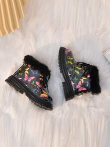 Botas de tobillo para bebé con diseño de mariposa, cálidas, resistentes al frío y con estilo, nuevas para el invierno 2025