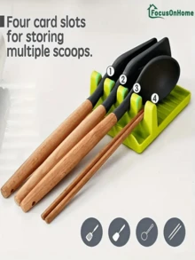 3pcs Kitchen Spatula Rack, Spoon/Chopsticks/Lid Storage Pad, Multi-Functional Household Storage Rack, 4 Card Slot Stove Appliance Bracket Easy To Clean, With Hanging Holes For Hanging And Draining, Multi-Functional Kitchen Storage Rack - Spatula, Spoon And Lid Hanging Rack | Household And Camper Countop Storage Rack, Practical Hook (Color Random)