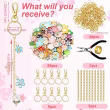 132pcs Keychain Making Kit, Includes Zinc Alloy Charms/Extension Chains/Keyring Clips/Beading Supplies And Jewelry Pliers - DIY Craft And Jewelry Making For Adults, Suitable For Women - Keychain Pendant Set - View 16