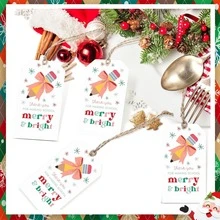 30 Piezas/10 Piezas Etiquetas de regalos de Navidad Gracias Feliz y brillante Etiquetas de Navidad Etiquetas de aprecio de Navidad con cuerda para envolver regalos de Navidad para maestros, compañeros de clase y decoración - Multicolor - Ver 6