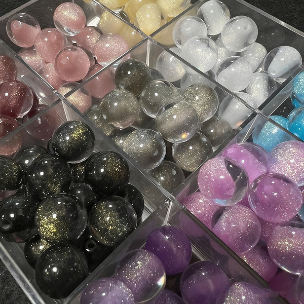 20 piezas de cuentas de resina con diseño de ojos de gato y cielo estrellado brillante para hacer joyas DIY, manualidades, encantos de teléfono, llaveros