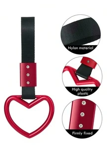 1Pc Rings Heart Shaped Car Handle Straps Drift Charm Rear Bumper Warning Ring Decor Subway Bus Broken Heart Handle For Car Interior