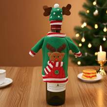 Chapéus de Natal com desenhos animados, moletons, capa para garrafa de vinho, Papai Noel, boneco de neve, alce, Natal, feliz Natal, jantar, decoração para festa