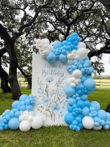 160pcs Blue & White 5/10/12 Inch Latex Balloon Set