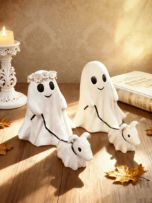 1 件可爱幽灵狗万圣节雕像，圣诞节、万圣节客厅、厨房、卧室装饰，室内外雕像花园装饰，万圣节礼物