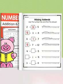 كتاب تمارين رياضيات تفاعلي للمتعلمين الصغار - ممارسة الجمع والطرح، مهارات التعلم المبكرة، الفصل الدراسي والتعليم المنزلي، العودة إلى المدرسة، هدية عيد الميلاد، ورق مقوى، كتاب تعليمي | تعلم تفاعلي | ورق مقوى متين، كتاب رياضيات