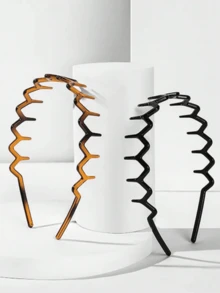 1/2pcs Women Wavy Toothed Print Toothed Headbands, Non-Tight Hair Collection Casual Headband For Daily Grooming, Simple Minimal Style Hair Accessories, Valentine's Day Couples Headband Set, Gift For Her, Hairband, Hair Hoop, Zig Zag Headband