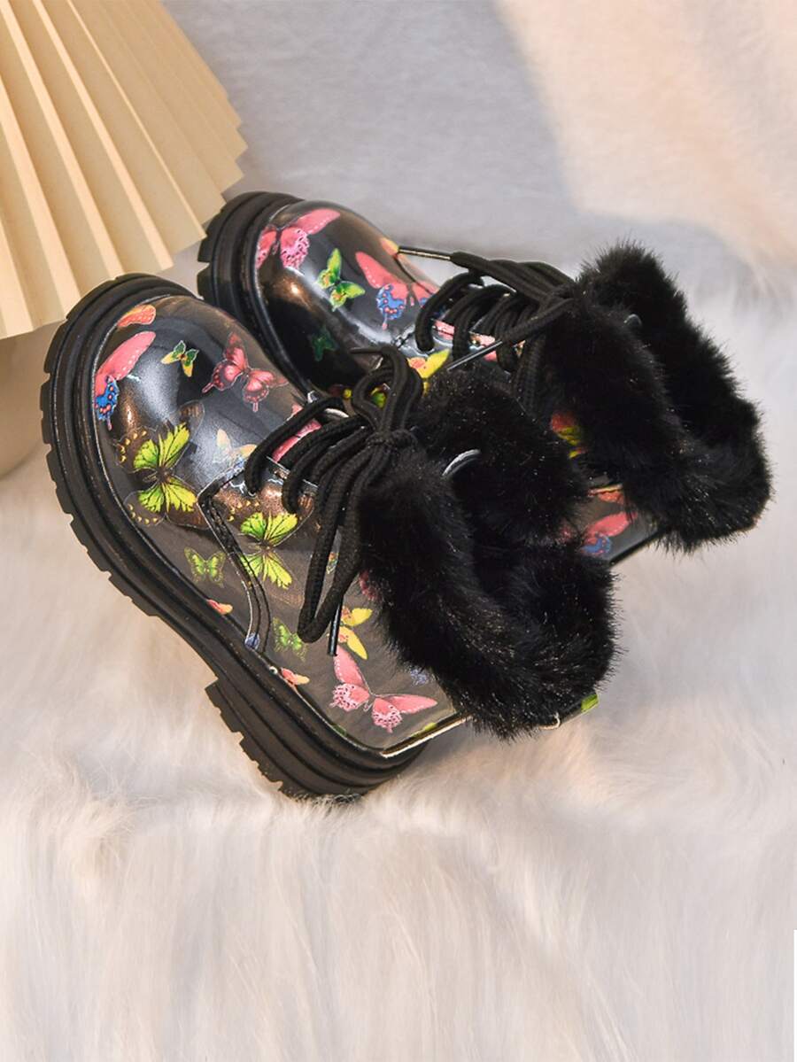 Botas de tobillo para bebé con diseño de mariposa, cálidas, resistentes al frío y con estilo, nuevas para el invierno 2025