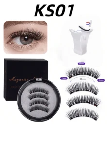1 Set 4 pezzi Kit Eyeliner Magnetico e ciglie Magnetiche - ciglie Finte Magnetiche Riutilizzabili per Occhi a Volpe Naturali, Allungano e Incurvano le ciglie, Adatte per Ognissanti, ciglie 3D Arricciate e Morbide Senza Colla, Comode da Indossare, ciglie Finte in Finta Pelliccia di Visone da 5-11mm per Uso Quotidiano