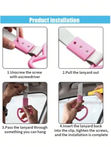 1Pc Rings Heart Shaped Car Handle Straps Drift Charm Rear Bumper Warning Ring Decor Subway Bus Broken Heart Handle For Car Interior