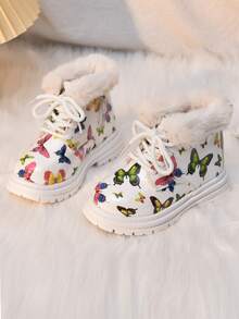 Botas de tobillo para bebé con diseño de mariposa, cálidas, resistentes al frío y con estilo, nuevas para el invierno 2025
