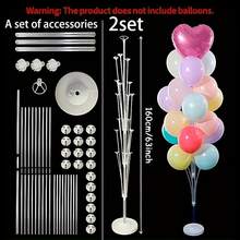 2 Pack Balloon Stand Kit With Lights For Floor, Balloon Tower With Stand, Balloon Pole For Wedding, Baby Shower, Birthday Party Or Bachelorette Party Decoration - Trong sáng - Xem 3