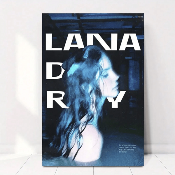 1 PIEZA Póster de música retro hip-hop - Arte en lienzo "Lana Drew", decoración de pared para sala de estar o dormitorio, arte de pared de estilo urbano negro y azul, decoración del hogar musical para todas las ocasiones, regalo ideal para Año Nuevo, San Valentín, Acción de Gracias, Pascua, Halloween, Navidad, decoración de habitación estética, arte de decoración de pared