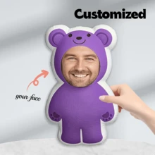 وسادة وجه الدب المخصصة - وسادة إنسانية فريدة مع وجه شخصي، ألياف بوليستر، ألوان مختلطة مكتوكة - هدية مثالية للأزواج، وسادة ديكورية، مناسبة للهدايا للأصدقاء والعائلة والأحباء، عيد الهالوين، عيد الميلاد، ، المناسبات السنوية، أعياد الميلاد، هدية مثالية