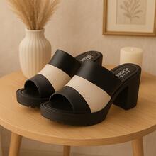 Women Heeled Sandals - Đen và trắng - Xem 2