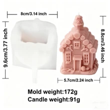 Molde de Silicone para Vela em Forma de Casa de Natal 3D, Molde DIY para Castelo, Homem de Gengibre Feito à Mão, Sabão, Gesso, Decoração de Presente e Festival de Natal