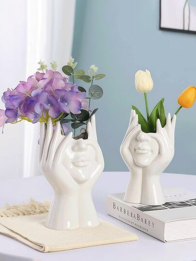 现代女式多面花瓶波西米亚北欧风格花瓶适合家居装饰办公室半身白色多面花瓶现代中心装饰品适合桌面支架客厅卧室