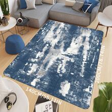 Modern Abstract Blue Area Rug - Machine Washable, Non-Slip Backing, Soft Polyester Material, Rectangular, Suitable For Living Room, Bedroom, Dining Room Decor - Multicolor - View 6