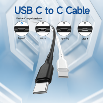 60W 1PCS/3PCS/5PCS 快速充电线，更快更安全，USB C To C 数据线，PVC 材质，手感好，韧性好，形状稳定，数据传输速率达到 480Mbps，兼容各种型号的手机、Type-C 手机和笔记本电脑和平板电脑，黑色/白色