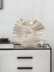 1pc Creative Abstract Vase Home Decor, White Flower Shaped Reed Vase, Minimalist Nordic Boho Style, Suitable For Modern Farmhouse Decor, Living Room, Kitchen, Bedroom, Dining Table, Office (Small Size May Be Too Small If You Mind, Please Choose The Large Size)