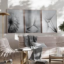 3pcs Unframed Modern Elegant Black&White Dandelion Flower Canvas Poster, Waterproof Canvas Wall Art, Aesthetic Room Decor, Artwork Wall Painting For Gift, Wall Picture For Living Room, Bedroom, Dining Room, Dorm, Home And Office Wall Decor