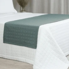 Peseira de Cama Casal Queen 300 Fios 2,00m x 66cm Matelada em Costura Micropercal 100% Poliéster Peseira Manta Para Cama - Verde - Visão 3