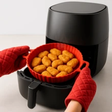 19*5cm Round Flexible Silicone Mold Non-Stick For Air Fryer Heat Resistant - Xám - Xem 1