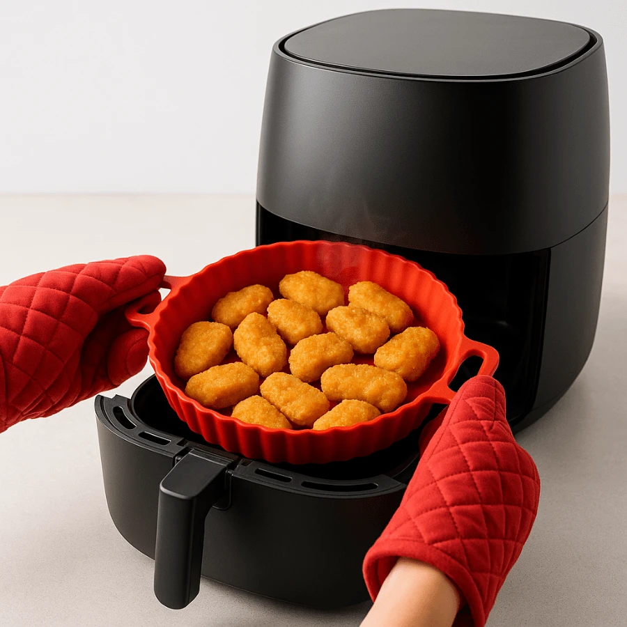 19*5cm Round Flexible Silicone Mold Non-Stick For Air Fryer Heat Resistant - Xám - Xem 1