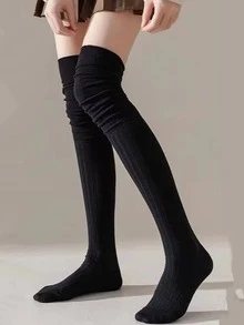 1/2/4双装女士过膝袜，春秋长筒袜，防滑不勒小腿，孕妇适用，舒适保暖。 - 彩色 - 查看 9