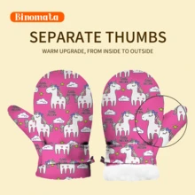 2 Pairs Toddler Boys And Girls Cartoon Print Mittens, Size M (1-2 Years Old), Waterproof Warm Winter Gloves For Outdoor, Snow, Skiing