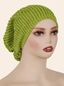 1pc Women's Jacquard Elastic Pleated Special Fabric Hijab, Fashion Crafted Headscarf, Malaysian Style For Home Wear