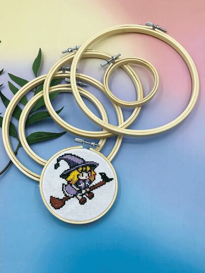 Halloween DIY Embroidery Hoop, With Adjustable Screw, Cross Stitch Sewing Tool, Suitable For Arts & Crafts Sewing And Embroidery