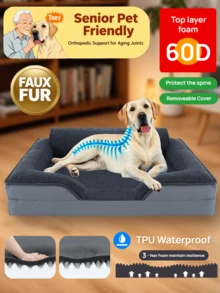Orthopedic Dog Beds Large Sized Dog - Washable Large Dog Cat Bed Comfort Dogs Couch Sofa With Washable Removable Cover, Pet Bed With Nonskid Bottom. Orthopedic Support: Our Orthopedic Cat Sofa Is Designed To Give Your Pet Unparalleled Support For A Deep, Dreamy Sleep. High-Density Egg-Crate Foam Helps Distribute Weight Evenly And Provides The Perfect Amount Of Pressure Relief And Joint Support - Dark Grey - View 1