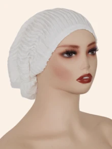 1pc Women's Jacquard Elastic Pleated Special Fabric Hijab, Fashion Crafted Headscarf, Malaysian Style For Home Wear