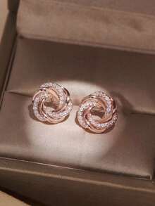 1 Pair (2pcs) Fashionable, Minimalist Cubic Zirconia Stud Earrings, Versatile Gift For Women On Valentine's Day Or Mother's Day