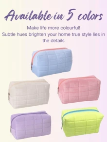 1pc Cute & Soft Plush Travel Makeup Bag Large Capacity Lightweight Toiletry Handbag Multifunctional Cosmetic Organizer Cute Handbag Wallet Pouch Case Portable Cosmetics Brush Storage Clutch With Zipper Closure For Lipstick, Brush, Skincare, Mobile Phone, Coin, Small Items, For Home, Travel, Vacation And School Essentials Gifts Storage Zipper Accessories Nail Wear Resistant - Multicolor - View 4