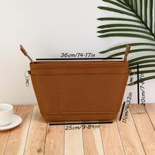 1pc Large Capacity Multi-Functional Inner Lining Bag, Cosmetic Bag, Toiletry Bag, Storage Bag, Desktop Organizer Bag, Home Storage Bag, Foldable Bag, Travel Bag - Chocolate Brown - View 11