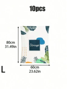 10个真空压缩袋，植物图案压缩袋，返校压缩袋，手动气泵，便携式旅行压缩袋，可折叠收纳袋，防尘/防水/防虫真空压缩袋，适用于衣服、外套、衬衫、被子、裤子、家居、宿舍、衣柜、卧室、浴室、旅行配件、家居收纳、学生和老师返校 - 彩色 - 查看 12