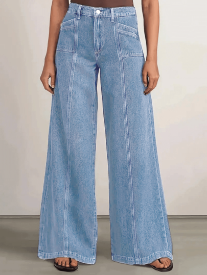 New Fashion Women's Jeans Loose Wide Leg Comfortable Stretch Denim Pants High Quality Stylish Casual Wear