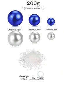 100g Artificial Floating Pearl Filler, For Vase Decor, Floating Candle Decor, Home Center Decor, Suitable For DIY Wedding, Birthday, Theme Party, Halloween Decor And Christmas Center Decor, 10mm, 16mm, 20mm (Including Water Absorbing Gel Beads) Home Decor Room Decor Flower Vase Glass Vase