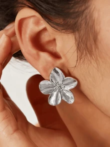 2pcs 18K Golden Stainless Steel Women Earrings With Flower & Five-Leaf Clover, Suitable For Gift, Party And Team-Building Valentines