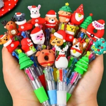 20 PIEZAS Bolígrafos multicolor de Navidad 4 colores en 1, retráctiles de 0.7 mm, bolígrafos divertidos y lindos con diseños de Papá Noel y muñeco de nieve para escribir en fiestas navideñas, útiles escolares y recompensas para estudiantes