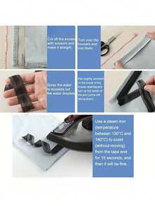 1 Rollo de cinta adhesiva para dobladillo, ajustable para la longitud del dobladillo del pantalón, accesorio de ropa (Este producto requiere una plancha de vapor para su uso. Si no sabe cómo usarlo, por favor vea el video para instrucciones detalladas) - Multicolor - Ver 3