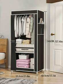 1 件便携式衣柜，多功能时尚衣柜，防尘，独立式衣架带窗帘，卧室、客厅、家居、节日和圣诞节礼物、儿童礼物的储物柜