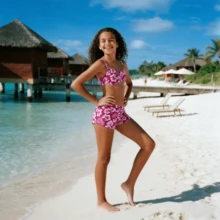 Women's Bikini Children's Bikini Girl Youth Bikini Beach, Party, Sophisticated, Pool, Cartoon, Vacation, Beach, Party, Sophisticated, Pool,LARA VIVA - 珊瑚粉 - 查看 3